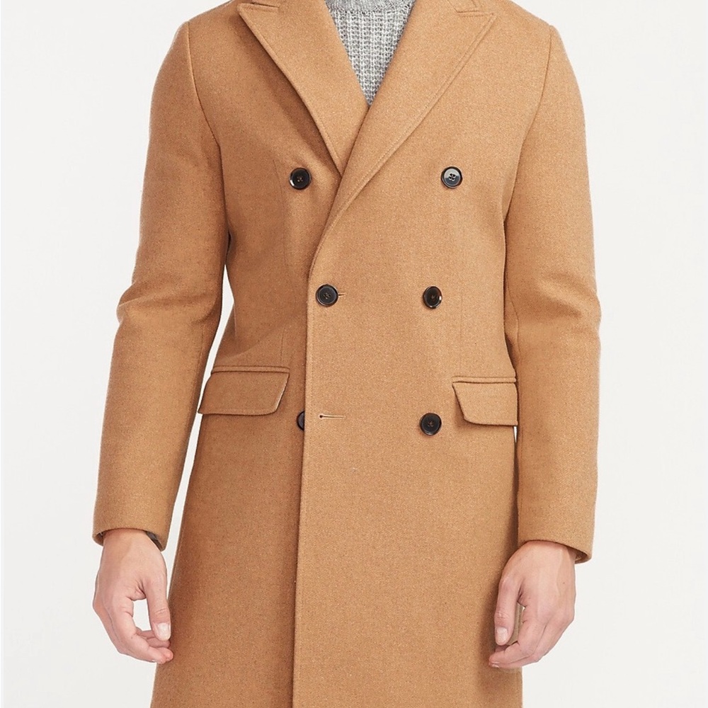 Express Men's Camel Double-Breasted Trench Coat